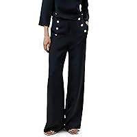 LilySilk 30 Momme 100% Silk Button Front Wide Leg Trousers Concealed Side Zip Fastening High Waist Pants for Women