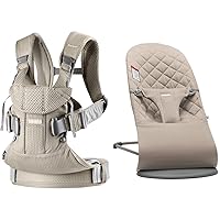 BABYBJÖRN New Baby Carrier One Air 2019 Edition, Mesh, Greige & Bouncer Bliss, Sand Gray, Cotton (006017US)