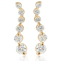 Ladies 1/2ct Diamond Journey Earrings 14K Yellow Gold