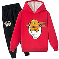 Children Gudetama Long Sleeve Sweatshirt and Sweatpants-Comfy Brushed Fleece Hoodie Tracksuit for Winter