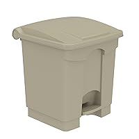 Safco Step-On Indoor Plastic Trash Can, Hands-Free Disposal, 8 Gallon, Tan