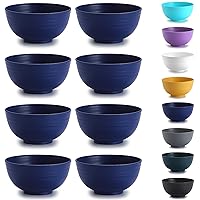 Kyraton Plastic Cereal Bowls 8 Pieces 26 oz, Unbreakable And Reusable Light Weight Bowl For Rice Noodle Soup Snack Salad Fruit, Dishwasher Safe