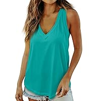 Summer Tops for Women 2024 Funny Sleeveless V-Neck Tank Top 4Th of July Tops for Women American Flag Shirts