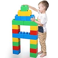 Liberty Imports 24 PCS Jumbo Blocks for Toddlers, Set of Plastic Large Building Blocks for Kids Creative Play, Giant Stacking Bricks for Children, Kids (Primary Colors)