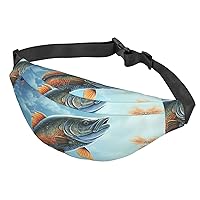 Fanny Pack For Men Women Casual Belt Bag Waterproof Waist Bag Safflower Flying Fish Running Waist Pack For Travel Sports