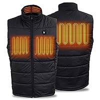 Nexgen Heat Men's NXM3301SET Puffer Black Heated Vest, Heated Winter Vest for Outdoor Activities w/Battery