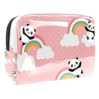 Makeup Bag Panda Rainbow Cosmetic Pouch Purse Organizer Pvc Travel Toiletry Organizer Bag For Women Girl Medium Size 7.3x3x5.1in
