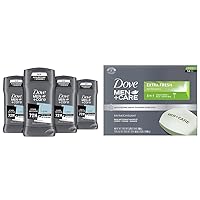 Dove MEN+CARE Antiperspirant Deodorant 72-hour anti-stain Protection Invisible Deodorant For Men & Bar 3 in 1 Cleanser for Body, Face, and Shaving to Clean and Hydrate Skin Extra Fresh
