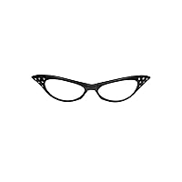 50s Black Frame Cat Eye Costume Glasses with Rhinestones