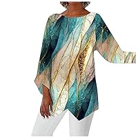 Women's Casual Tunic Tops to Wear with Leggings Long Sleeve Henley Blouses Crew Neck Basic Shirts Dressy Casual Tees