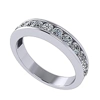 Central Diamond Center Anniversary Band Ring Channel Set w/ 0.75ctw Pure Brilliance Zirconia in Silver, 10K, or 14K Gold