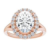 2 CT Oval Cut Moissanite Engagement Rings for Women Wedding Bridal Ring Set 925 10K 14K 18K Solid Rose Gold Solitaire Halo Eternity Vintage Anniversary Promise Purpose Gift for Her