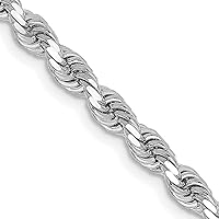 Solid 14K White Gold 3.25mm Diamond-cut Rope with Lobster Lock Chain -16.0