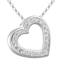 Vinani AHW-T Pendant Heart Zirconia White with Pea Chain 925 Sterling Silver