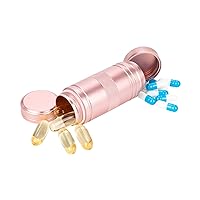 Metal Pill Box Pill Case 2 Times a Day - Portable Waterproof Pill Container for Pocket Purse, Travel Daily Pill Holder, Medicine Organizer for Vitamin/Fish Oil/Supplements Pink 1 Pack