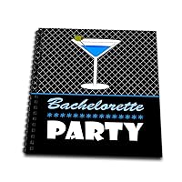 3dRose db_47575_1 Bachelorette Party Gift-Black and Blue-Blue Martini-Drawing Book, 8 by 8-Inch