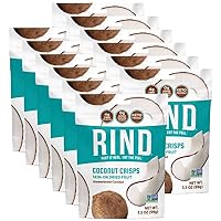 RIND Snacks | All Natural Coconut Crisps | Unsweetened | Dried Fruit Superfood | Snack Chips | Low Carbs | High Fiber | Keto | Gluten Free | Vegan | Paleo | Fruit Snacks | 3.5 oz | 12 Pack