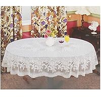 Oval Tablecloth Vinyl White 54