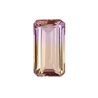 GEMHUB 8.85 CT Emerald Cut Natural Colorful Ametrine Gem for Ring Jewelry, Healing Crystal Faceted Gemstone AAAAA