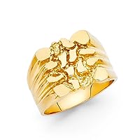 Men's Solid 14k Yellow Gold Polished Nugget Ring
