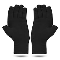 Compression Arthritis Gloves, Women and Men Relieve Pain from Rheumatoid, RSI, Carpal Tunnel, Fingerless Gloves for Daily Work (Black, Middle)