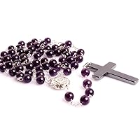GEM-Inside Handmade Natural Amethyst Gemstone Anglican Muslim Catholic Christian Episcopal Prayer Rosary Beads Bracelet Necklace Jesus for Men 7