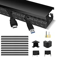 Cable Raceway Kit, Stageek Cable Management System Open Slot Wiring Raceway Duct with Cover, On-Wall Concealer Organizer to Hide Wires Cords for TVs, Computers - 9x15.4inch, Black