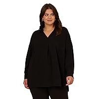 Adrianna Papell Women's Textured Airflow V-Neck Johnny Collar Blouse