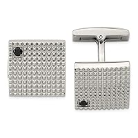 Stainless Steel Textured Polished Texture Black CZ Cubic Zirconia Simulated Diamond Cuff Links Jewelry for Men