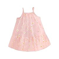 Toddler Girls Sleeveless Daisy Embroidery Tulle Ruffles Princess Dress Dance Party Dresses Clothes Toddler Girls