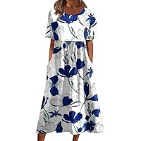 Women's Summer Dresses 2023 Midi Dresses Basic Classic Outdoor Daily Short Sleeve Loose Dresses Tank Dress