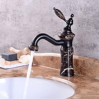 Faucets,Basin Mixer Tap Basin Faucet Bathroom Sink Faucet,Single Handle Brass Vintage Hot Cold Mixer Tap Crane Finished for Bathroom Kitchen/Black