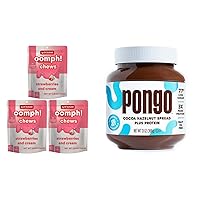 Oomph! Sweets Creamsicle Chew Vegan Taffy Candy, Low Carb, Low Sugar, High Fiber Strawberries and Cream 3-Pack and Pongo Cocoa Hazelnut Protein Spread