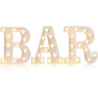 3 Pieces BAR Sign LED Letter Light Alphabet Letter Sign Battery Powered Night Light for Home Party Birthday Halloween Christmas Decoration(White)