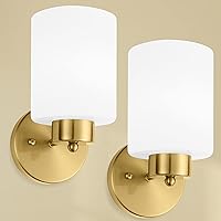 Frosted Wall Sconce Set of Two,Gold Sconce Bathroom Lighting,Modern Brass Vanity Light,Mid-Century Vanity Sconces for Bathroom,Livingroom,Kitchen