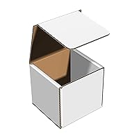 White Cardboard Shipping Box - Pack of 50, 5 x 5 x 5 Inches, White Corrugated Box (CT555-50)