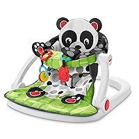 Fisher-Price Portable Baby Chair Sit-Me-Up Floor Seat with Developmental Toys and Crinkle & Squeaker Seat Pad, Panda Paws (Amazon Exclusive)