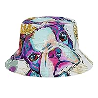 Boston Terriers Bucket Hat Travel Beach Sun Cap Summer Fisher Man Hats for Safari Hunting Camping Outdoor Active