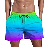 Mens Shorts Beach Shorts for Mens Gradient Loose Fit Hawaiian Pleated Tropical Straight Leg Fall Summer 2024 Trendy