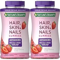 Advanced Hair, Skin, Nails, 2X Biotin, 200 Strawberry Gummies (Pack of 2)