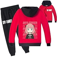 Kids Anya Forger Zipper Hooded Jackets,Spy Family Hoodie and Jogger Pants Set Graphic Long Sleeve Sweatsuit for Girls