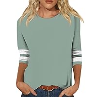 Dressy Tops for Women, 3/4 Sleeve Shirts for Women Cute Print Graphic Tees Blouses Casual Plus Size Basic Tops Pullover