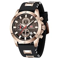 MF MINI FOCUS Men Watch, Chronograph Waterproof Sport Analog Quartz Watches Silicon Strap Fashion Wristwatch for Men