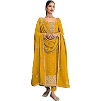 Yellow Color Designer Outfits Ready to Wear Embroidery Work Shalwar Kameez Palazzo Suits