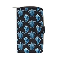 Blue Sea Turtles Conch Shell Fashion Long Wallet for Men Women Coin Pouch Credit Card Holder Purses & ID Window
