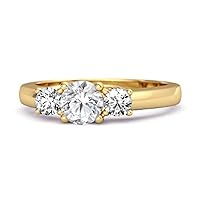 MOONEYE Three Stone 0.10 Ctw Moissanite Diamond 925 Silver Engagement Ring Women Jewelry
