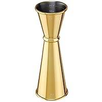 Jigger for Bartending, Briout Double Cocktail Jigger Japanese Premium 304 Food Grade Stainless Steel Jigger 2 OZ 1 OZ with Measurements Inside, Gold