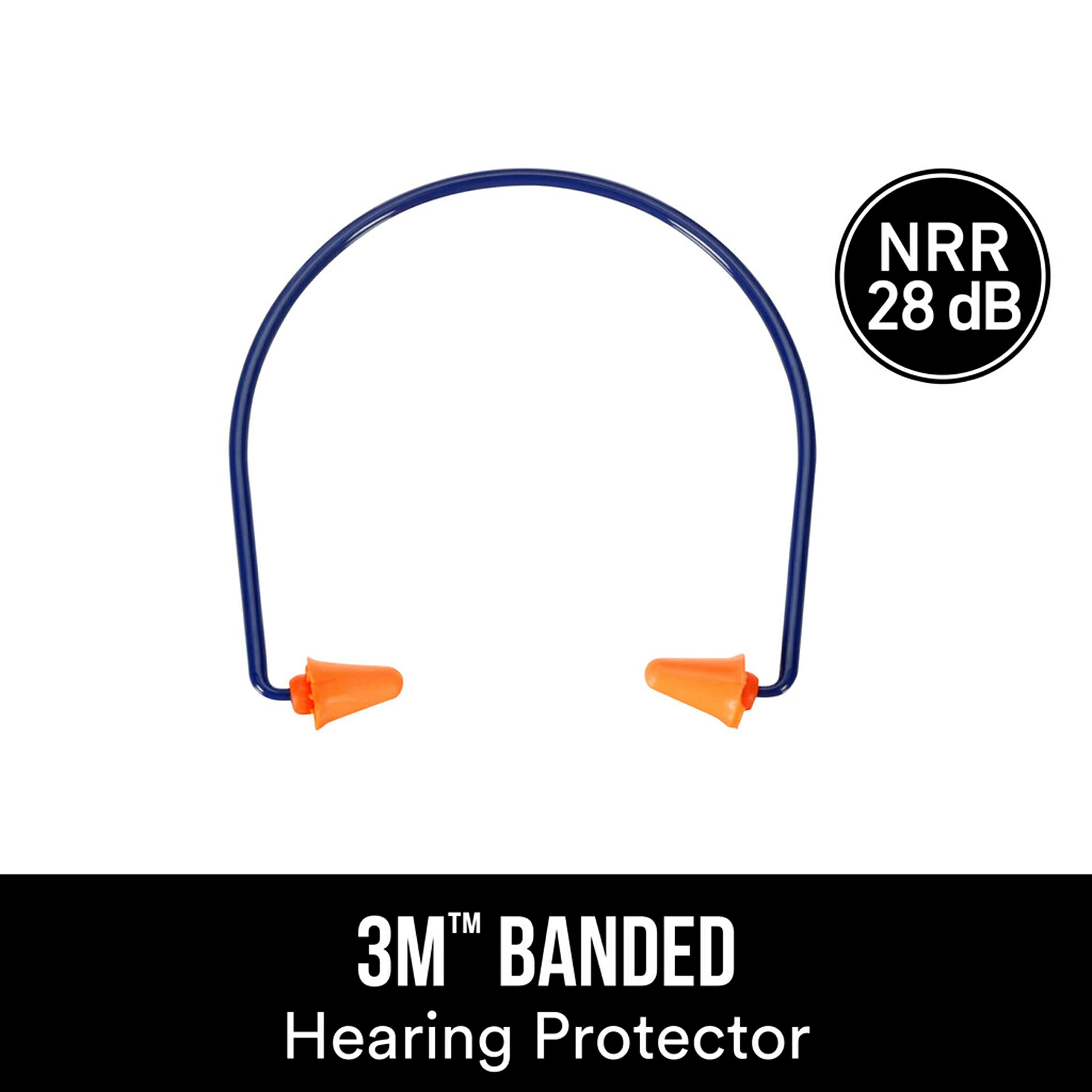 3M Safety Band Style Hearing Protector, Orange Ear Tips, Earplugs