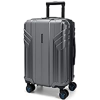 BAGSMART Expandable Carry On Luggage 22x14x9 Airline Approved, 1OO% PC Lightweight Hard Shell Suitcase, 20 Inch Travel Luggage with Spinner Wheels, Waterproof Rolling Suitcase, Gray
