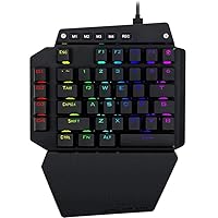 Redragon K583 One Handed RGB Backlit Mechanical Gaming Keyboard 44 Key Gamepad IDA with Programmable Keys Macro Recording Blue Switches Detachable Palm Rest & USB-C, USB Passthrough for Windows PC